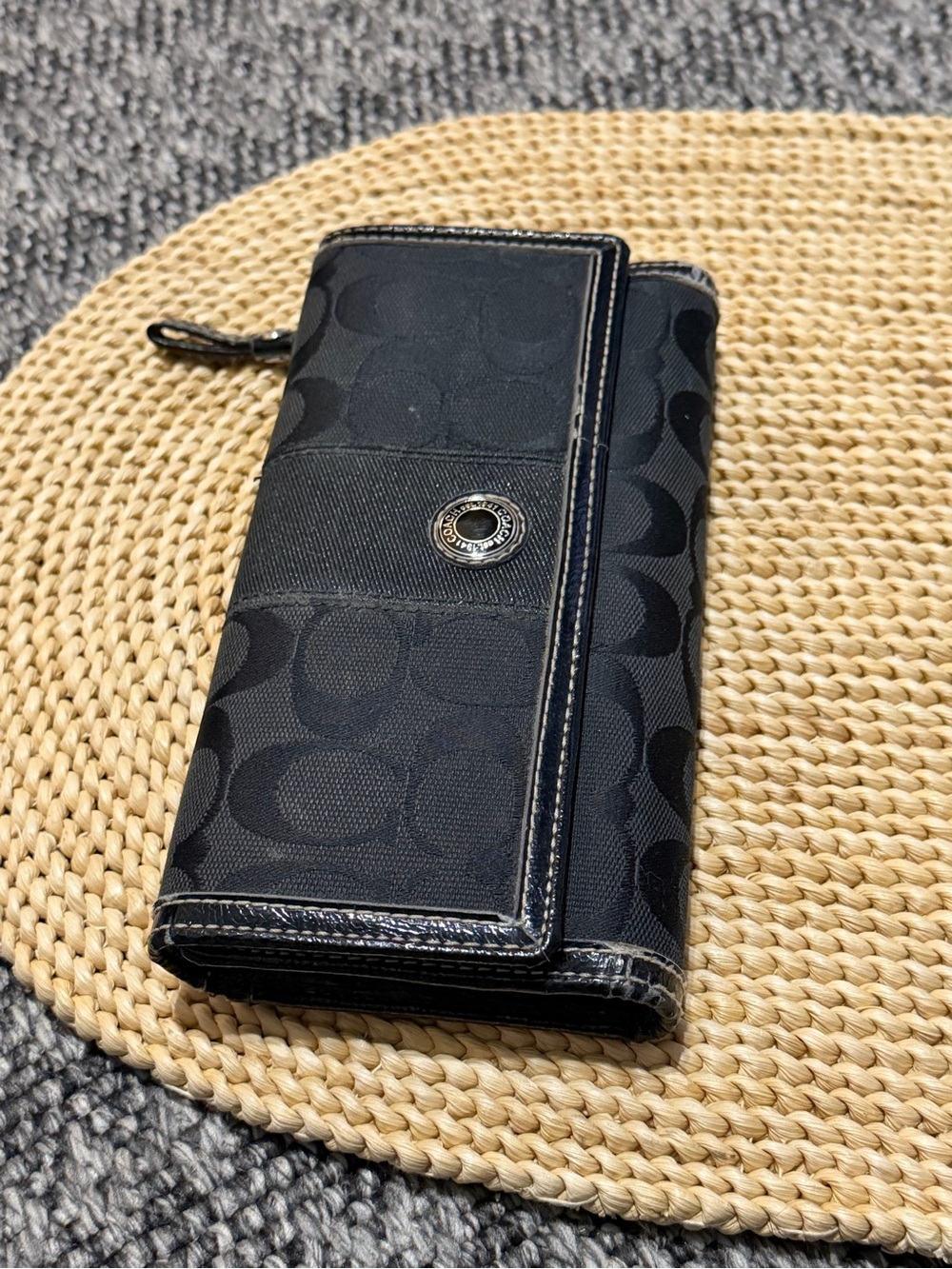 Coach Campbell Black Signature Soho Canvas Shoulder Bag Purse Checkbook Wallet - Picture 10 of 16
